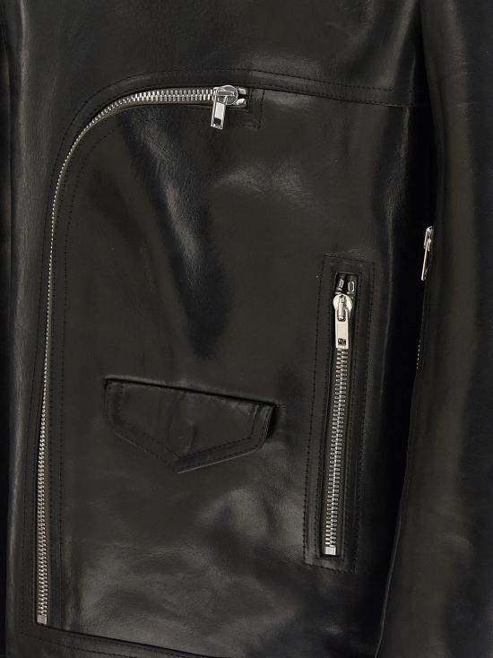 26SS 릭 오웬스 가죽 자켓 RU01F2773LGB09 Black - RICK OWENS