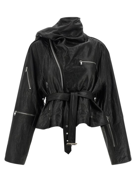 26SS 릭 오웬스 가죽 자켓 RP01F6716LBE09 Black - RICK OWENS