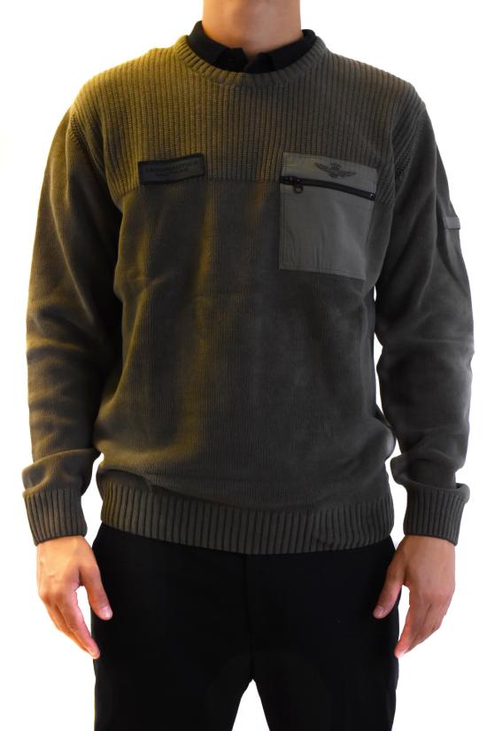 에어로노티카 밀리터리 스웨터 242MA1515L539 military green - AERONAUTICA MILITARE