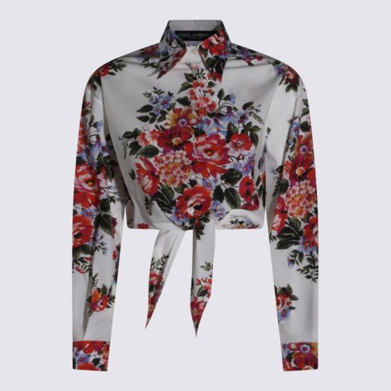 26SS 돌체앤가바나 플라워 부케 프린트 코튼 셔츠 F5T76THS5UUHA5ZO White - DOLCE & GABBANA