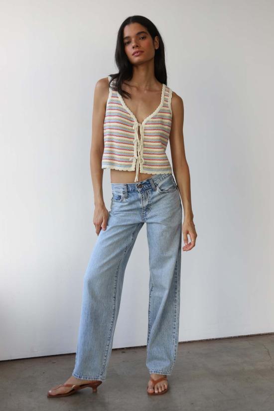  칼라한 니트웨어 민소매 티셔츠 캘러핸 니트웨어 마이 크로셰 타이 탱크탑