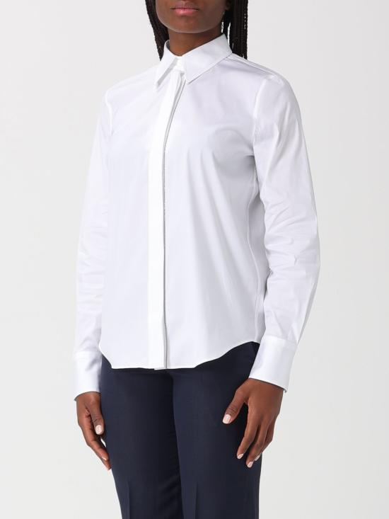 26SS 브루넬로 쿠치넬리 스트레치 코튼 포플린 샤이니 트림 셔츠 M0091MA626 C159 White - BRUNELLO CUCINELLI