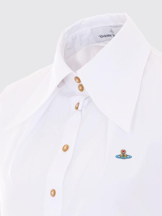 26SS 비비안웨스트우드 ORB 로고 코튼 셔츠 비비안웨스트우드 15010060W009Q A401 White - VIVIENNE WESTWOOD