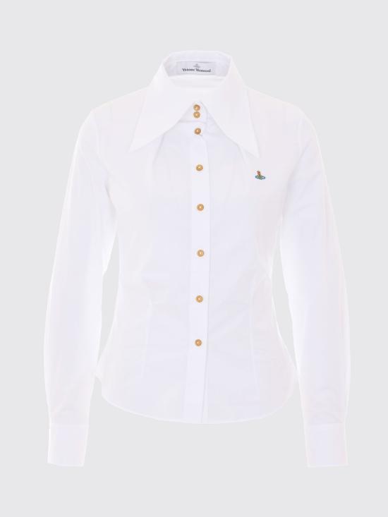 26SS 비비안웨스트우드 ORB 로고 코튼 셔츠 비비안웨스트우드 15010060W009Q A401 White - VIVIENNE WESTWOOD