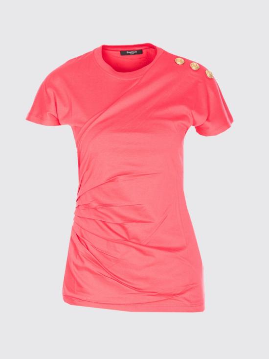 26SS 발망 반팔 티셔츠 GF1EF002BD39 OFW Fuchsia - BALMAIN