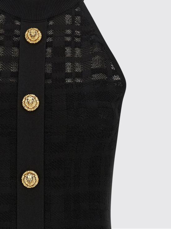 26SS 발망 롱 원피스 GF1R3375KJ36 0PA Black - BALMAIN