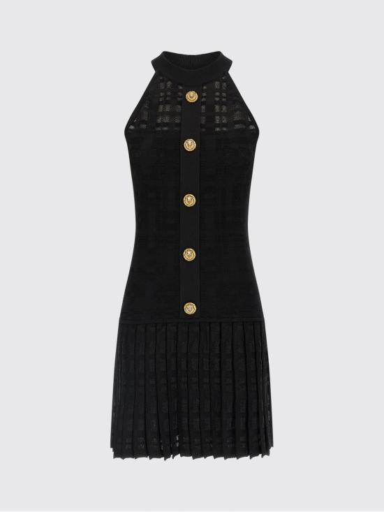 26SS 발망 롱 원피스 GF1R3375KJ36 0PA Black - BALMAIN