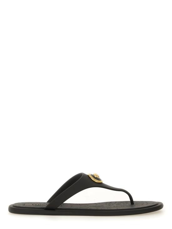 26FW 베르사체 알리아 러버 플랫 샌들 1016248 1A109831B00V BLACK