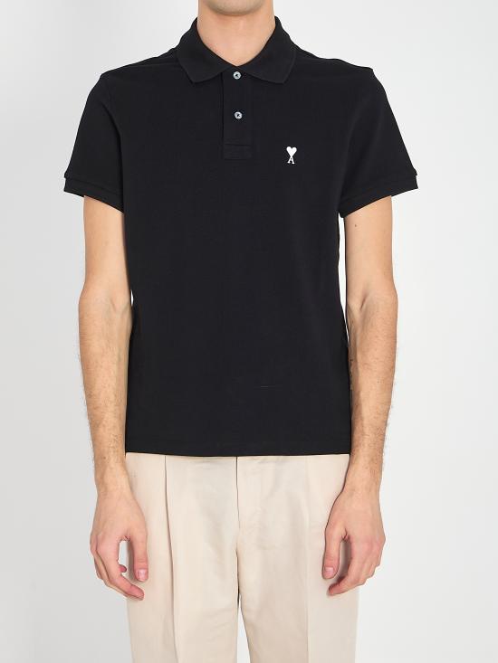 26SS 아미 스몰 하트 로고 폴로 티셔츠 HPL411 BLACK