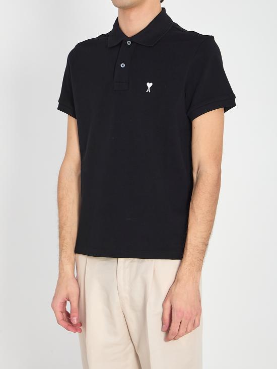 26SS 아미 스몰 하트 로고 폴로 티셔츠 HPL411 BLACK - AMI
