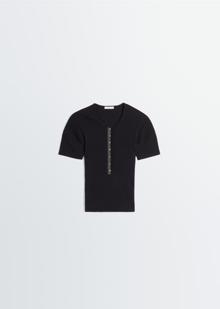 26SS 르메르 피티드 헨리 티셔츠 TS0005LJ1030 BK999 BLACK
