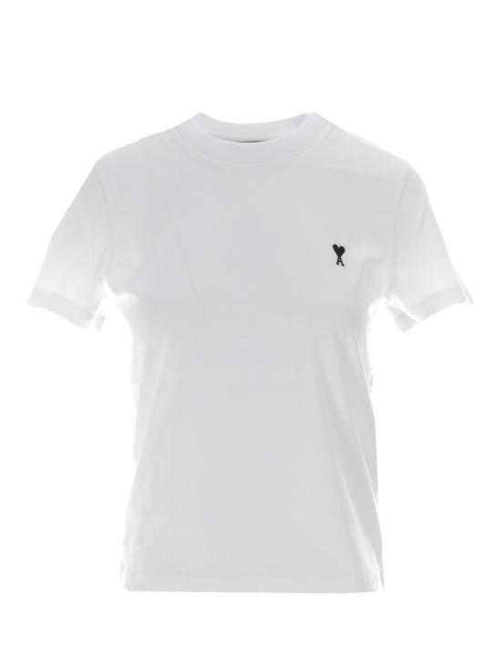 26SS 아미 스몰 하트 로고 코튼 크롭 티셔츠 FTS347724 100 BLANC