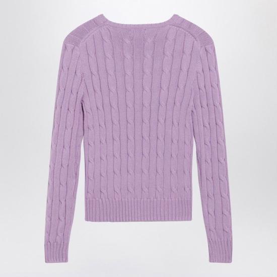 26SS 폴로 랄프로렌 포니 로고 피마코튼 케이블 니트 스웨터 211971869505CO BA PURPLE - POLO RALPH LAUREN