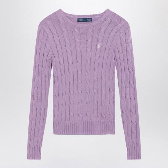 26SS 폴로 랄프로렌 포니 로고 피마코튼 케이블 니트 스웨터 211971869505CO BA PURPLE