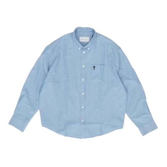 26SS 아미 코튼 박시 자수 아미 드 하트 셔츠 HSH822CO0221 484BLEUCACHEM