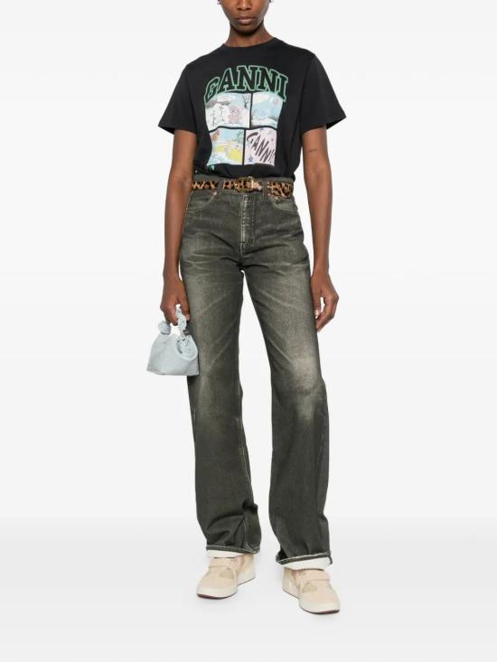 26SS 가니 코튼 저지 베어 코믹 테디 티셔츠 A1050070 252PHANTOM - GANNI