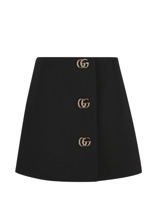 26SS 구찌 크레이프 울 더블 G 버튼 스커트 864526 ZACKN1000 BLACK