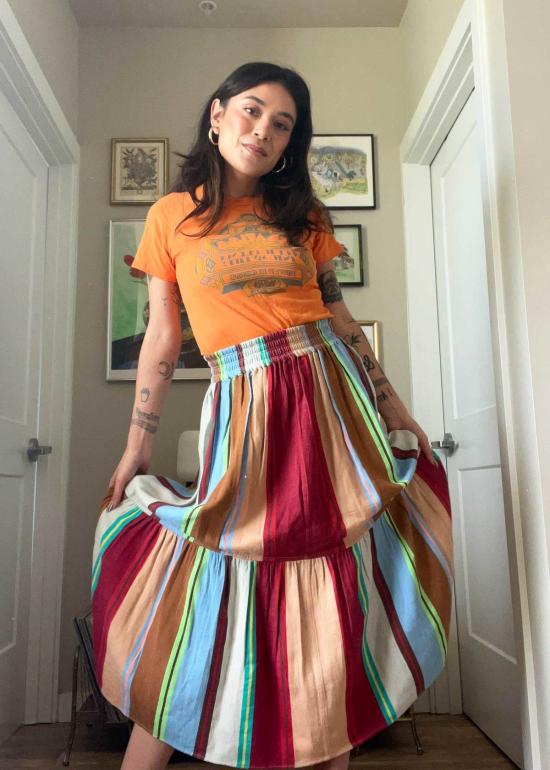  에이스 앤 지그 미디 스커트 에이스앤지그라라 플라운스 스커트 메사 - ACE & JIG