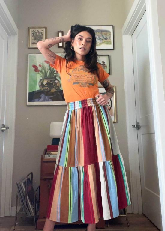  에이스 앤 지그 미디 스커트 에이스앤지그라라 플라운스 스커트 메사 - ACE & JIG