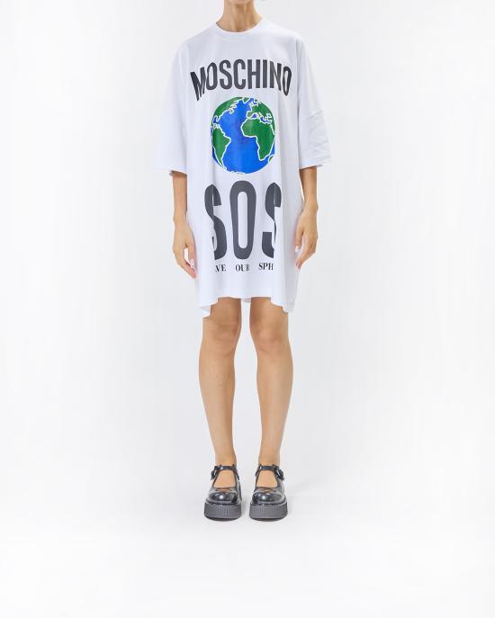 25FW 모스키노 반팔 티셔츠 0439 5442 1001 BIANCO MULTI - MOSCHINO