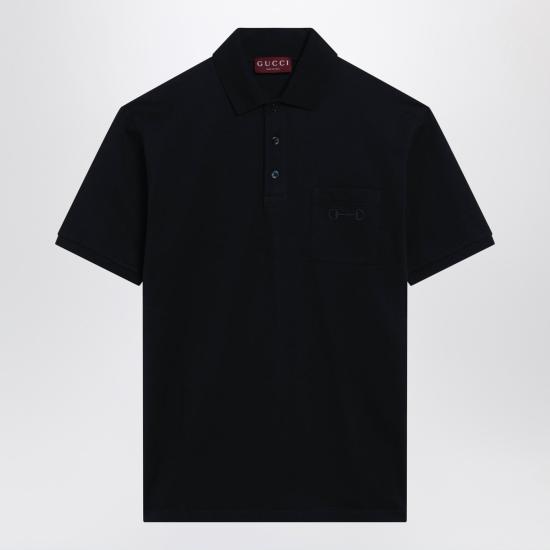 26SS 구찌 자수 코튼 피케 폴로 셔츠 854796XJHQP Blue