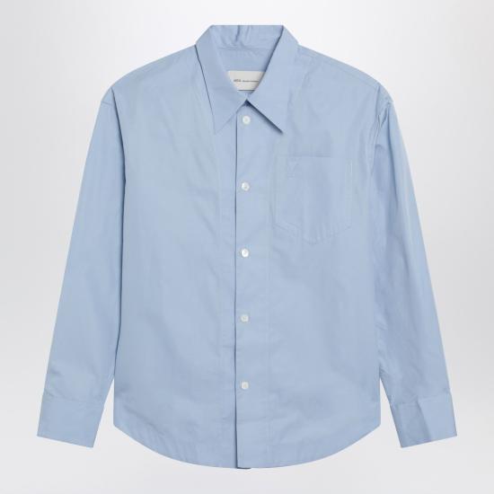 26SS 아미 코튼 샤프 칼라 아미 드 하트 와이드 셔츠 USH808CO0063 Blue