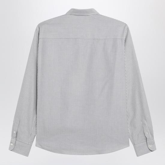 26SS 아미 스몰 하트 로고 스트라이프 코튼 옥스포드 버튼 다운 셔츠 HSH763CO0087 Black - AMI