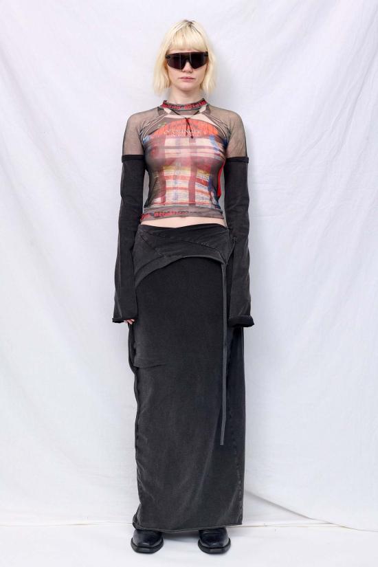  오토링거 롱 스커트 오톨린저 블랙 워시 슬릿 맥시 스커트