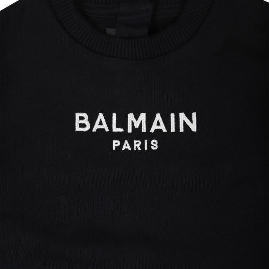  [키즈] 발망 트레이닝 웨어 로고 아동용 스웨트셔츠 및  세트 (블랙) - BALMAIN