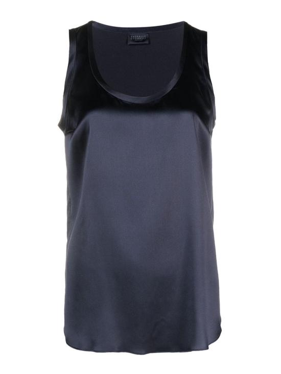 26SS 브루넬로 쿠치넬리 실크 탱크 탑 M0C59E0600C8901 Light Blue