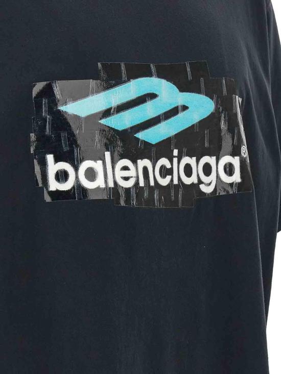 26SS 발렌시아가 로고 오버사이즈 코튼 티셔츠 850345TTVT43363 Black - BALENCIAGA
