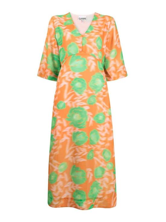  가니 미디 스커트 F7688860 Orange