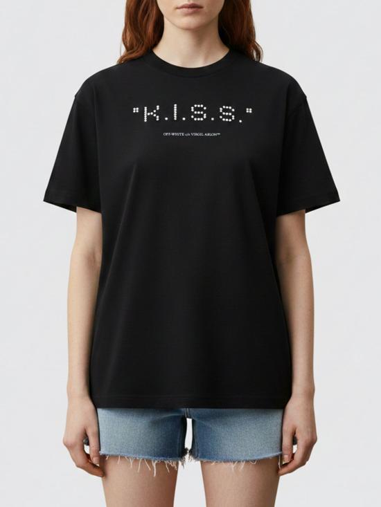 26SS 오프화이트 반팔 티셔츠 2AA089S26JER007 W003 Black