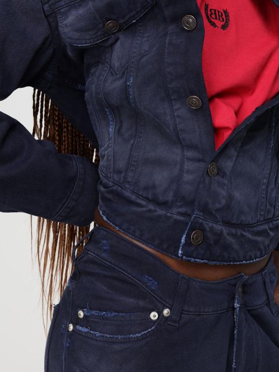 26SS 발렌시아가 커브드 웨이스트밴드 자켓 856423TTW64 8074 Navy - BALENCIAGA