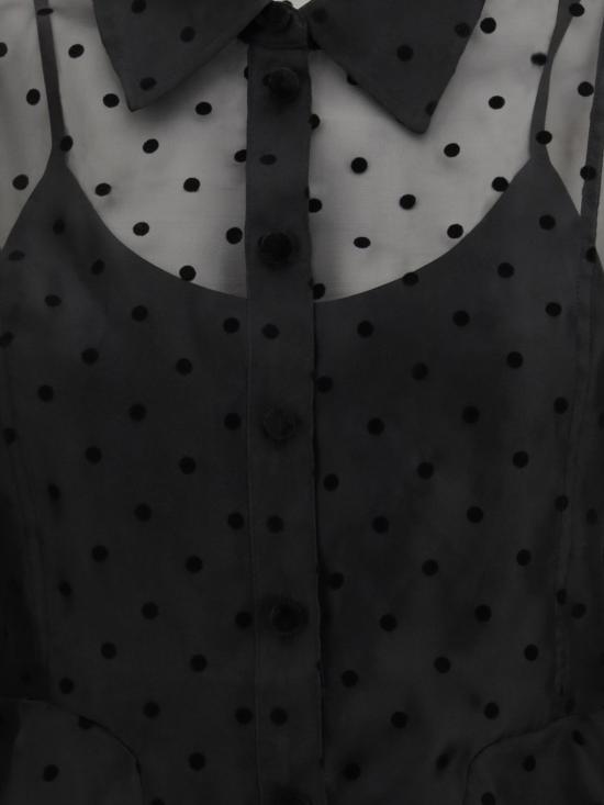 26SS 가니 폴카 도트 오간자 페플럼 셔츠 A1040083 099 Black - GANNI