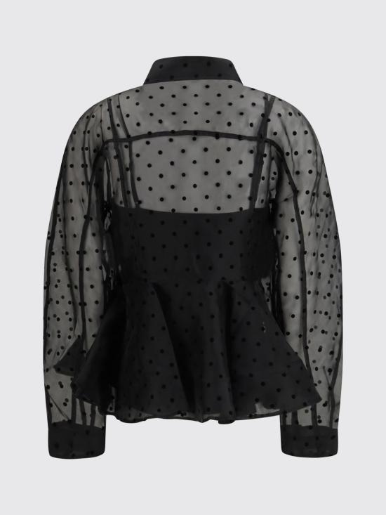 26SS 가니 폴카 도트 오간자 페플럼 셔츠 A1040083 099 Black - GANNI