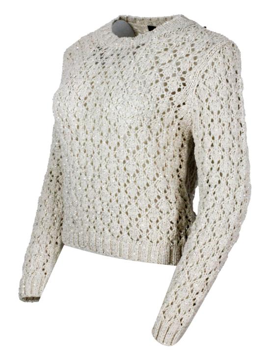 26SS 파비아나 필리피 시퀸 코튼 리본 스웨터 MAD276F101M102 VR1 Burro - FABIANA FILIPPI