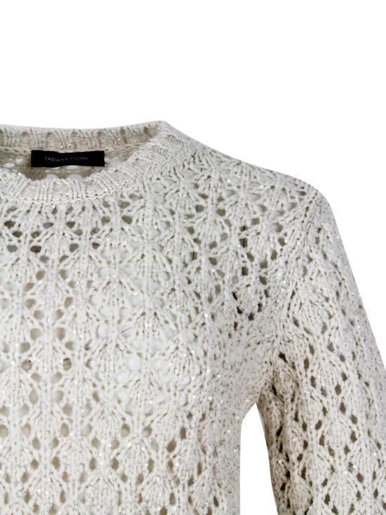 26SS 파비아나 필리피 시퀸 코튼 리본 스웨터 MAD276F101M102 VR1 Burro - FABIANA FILIPPI