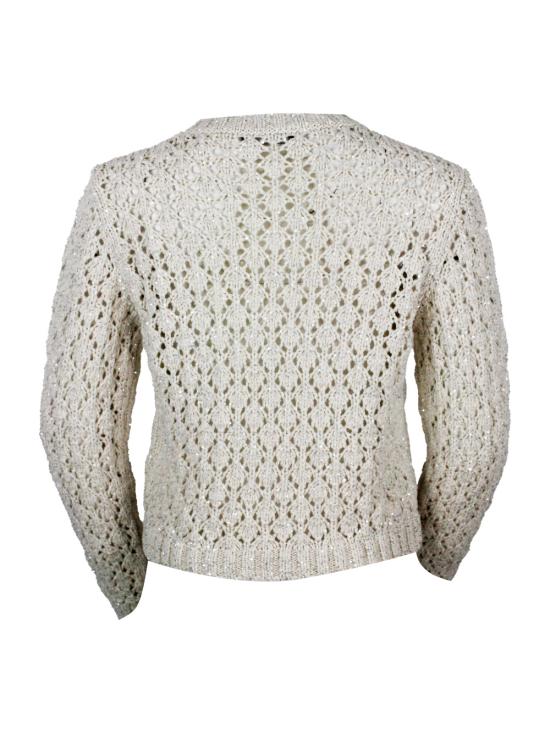 26SS 파비아나 필리피 시퀸 코튼 리본 스웨터 MAD276F101M102 VR1 Burro - FABIANA FILIPPI