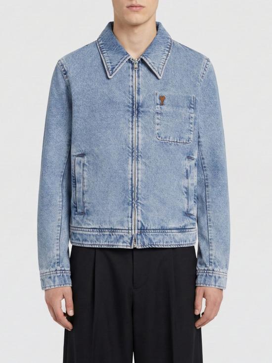 26SS 아미 스몰 하트 로고 코튼 지퍼 자켓 HJK835DE0046 480 Blue