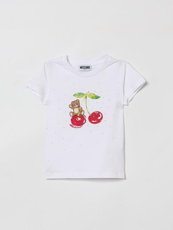 26SS [키즈] 모스키노 티셔츠 HFM06KLBA10 10101 White