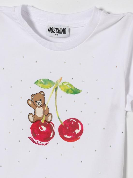 26SS [키즈] 모스키노 티셔츠 HFM06KLBA10 10101 White - MOSCHINO