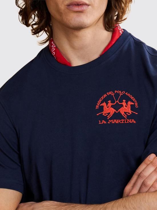 26SS 라 마티나 반팔 티셔츠 MCR009JS388 07017 Navy - LA MARTINA
