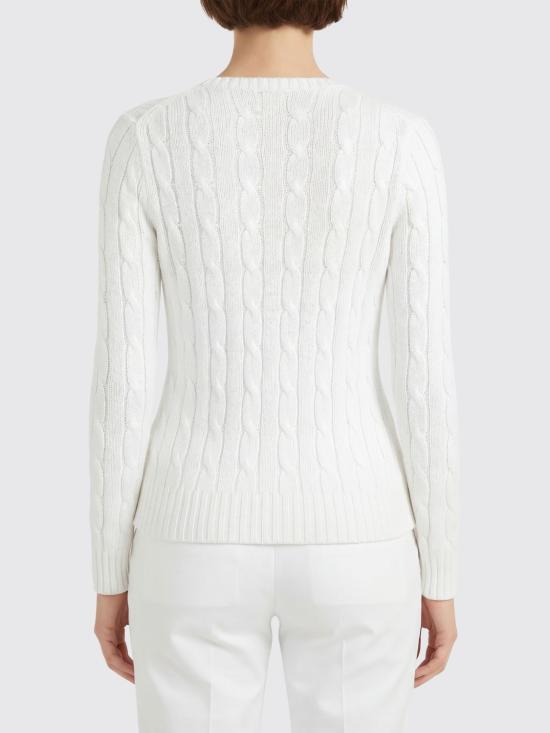 26SS 폴로 랄프로렌 포니로고 피마 코튼 케이블 니트 V넥 스웨터 211971870 003 White - POLO RALPH LAUREN