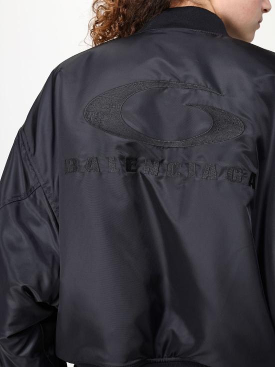 26SS 발렌시아가 백 톤온톤 루프 스포츠 아이콘 자수 보머 재킷 857679TMO13 1000 Black - BALENCIAGA