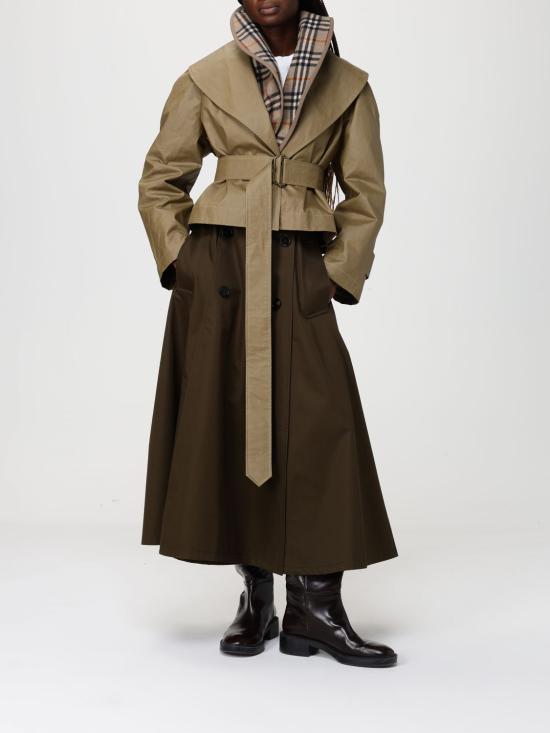 26SS 버버리 크롭 코튼 자켓 체크 워머 8119106 Green - BURBERRY