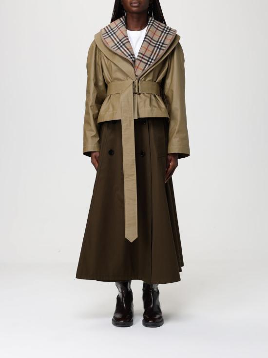 26SS 버버리 크롭 코튼 자켓 체크 워머 8119106 Green