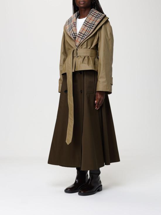 26SS 버버리 크롭 코튼 자켓 체크 워머 8119106 Green - BURBERRY