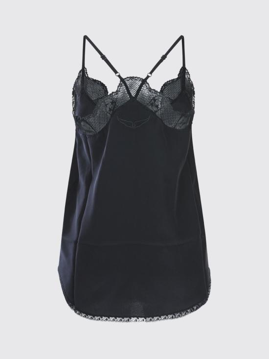 26SS 자딕앤볼테르 CHRISTY 크리스티 레이스 트리밍 실크 캐미솔 WWCR01313 011 Black - ZADIG & VOLTAIRE