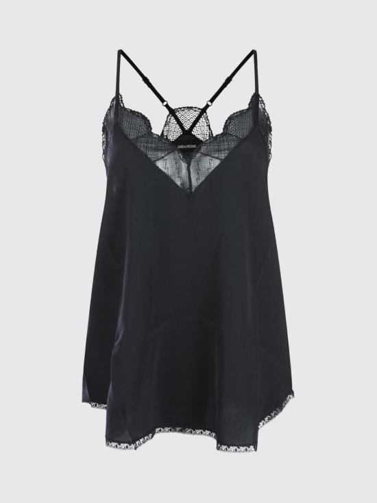 26SS 자딕앤볼테르 CHRISTY 크리스티 레이스 트리밍 실크 캐미솔 WWCR01313 011 Black - ZADIG & VOLTAIRE